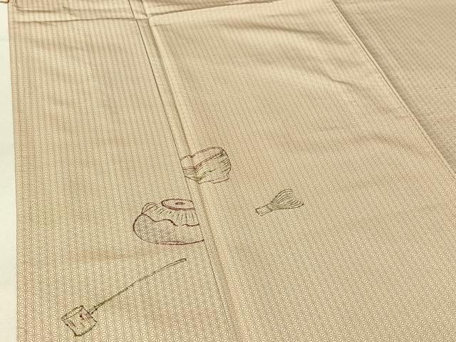 平和屋着物▽上質な小紋 単衣 茶道具 正絹 逸品 AABF4419jh