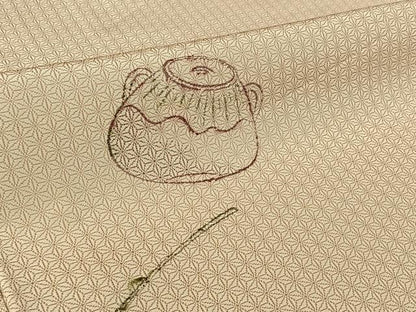 平和屋着物▽上質な小紋 単衣 茶道具 正絹 逸品 AABF4419jh
