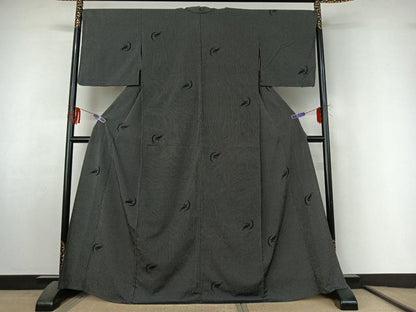 平和屋着物▽本塩沢 単衣 兎文 正絹 逸品 AABF4420jh