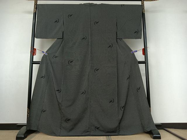 平和屋着物▽本塩沢 単衣 兎文 正絹 逸品 AABF4420jh