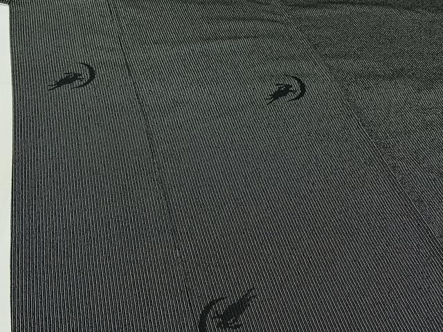 平和屋着物▽本塩沢 単衣 兎文 正絹 逸品 AABF4420jh