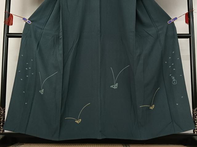 平和屋着物▽訪問着 単衣 作家物 舞蝶文 正絹 逸品 AABF4421jh