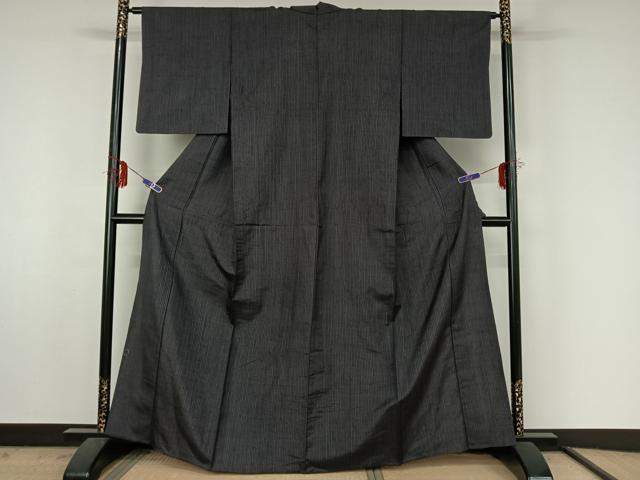 平和屋着物▽上質な紬 単衣 縞 正絹 逸品 AABF4424jh