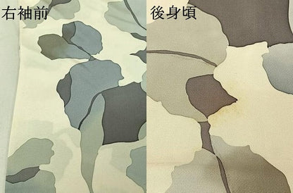 平和屋着物▽上質な小紋 単衣 草葉文 正絹 逸品 AABF4425jh
