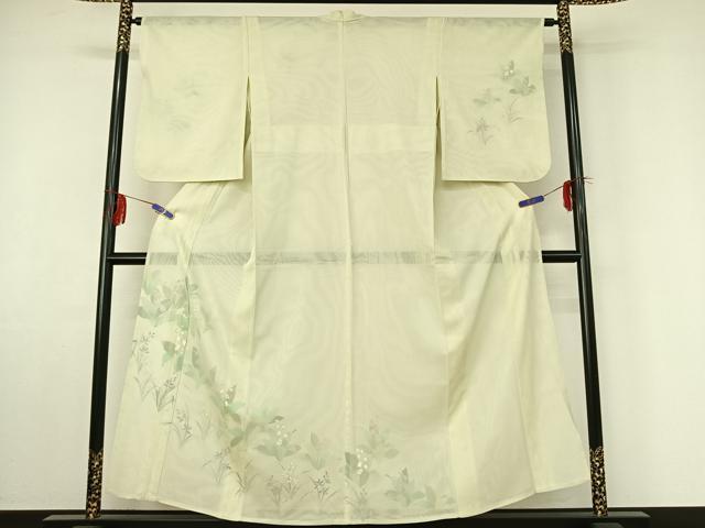 平和屋着物▽訪問着 無双 紗袷 紗×紗 草花文 金彩 正絹 逸品 AABF4426jh