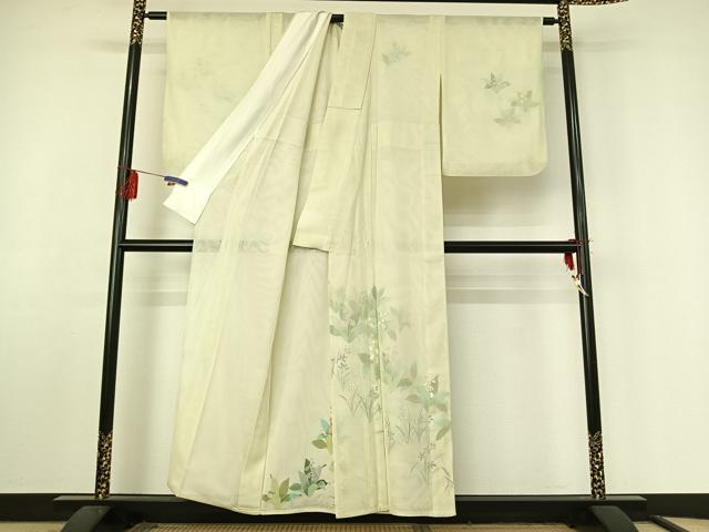 平和屋着物▽訪問着 無双 紗袷 紗×紗 草花文 金彩 正絹 逸品 AABF4426jh