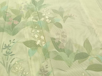 平和屋着物▽訪問着 無双 紗袷 紗×紗 草花文 金彩 正絹 逸品 AABF4426jh