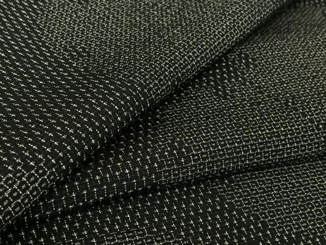平和屋着物▽本塩沢　単衣　雪輪文　黒地　正絹　逸品　AABF4428jh