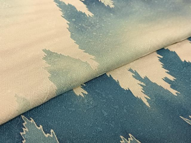 平和屋着物▽訪問着 単衣 樹林文 暈し染め 正絹 逸品 AABF4430jh