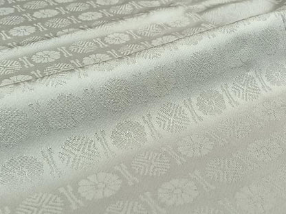 平和屋着物▽上質な色無地 単衣 お召地 花丸地紋 白菫色 正絹 逸品 AABF4431jh