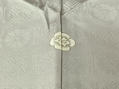 平和屋着物▽上質な色無地 単衣 お召地 花丸地紋 白菫色 正絹 逸品 AABF4431jh