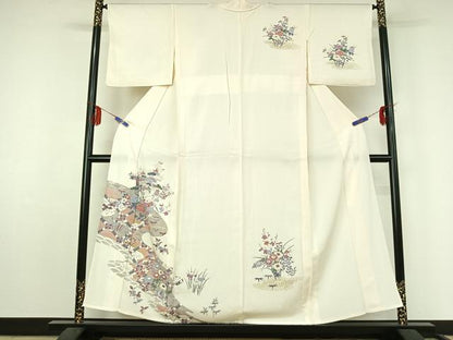 平和屋着物▽訪問着　単衣　花車文　金彩　正絹　逸品　AABF4433jh