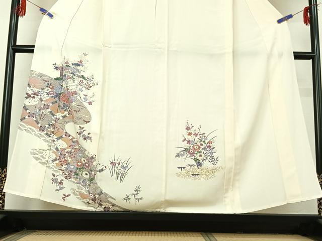 平和屋着物▽訪問着　単衣　花車文　金彩　正絹　逸品　AABF4433jh