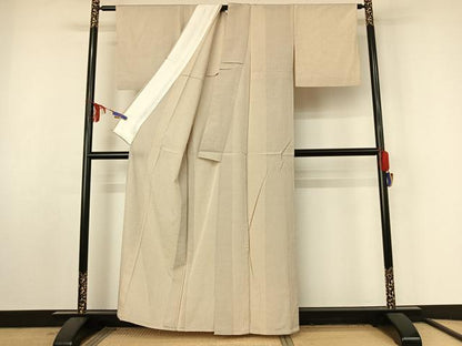 平和屋着物▽本塩沢　訪問着　単衣　110亀甲　蚊絣　正絹　逸品　AABF4435jh