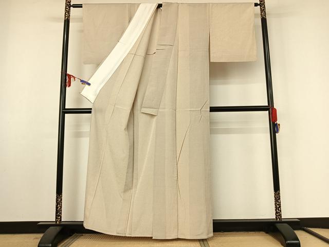 平和屋着物▽本塩沢　訪問着　単衣　110亀甲　蚊絣　正絹　逸品　AABF4435jh