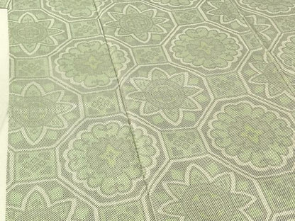 平和屋着物▽お召 単衣 蜀江花文 正絹 逸品 AABF4437jh