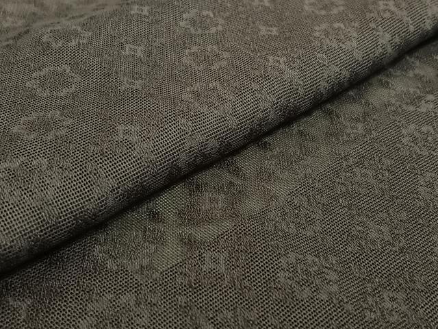 平和屋着物▽道中着 スリーシーズン 春夏秋 塵除け 花菱地紋 褐色 正絹 逸品 AABF4439jh
