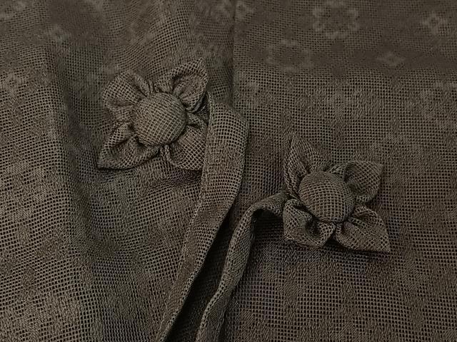 平和屋着物▽道中着 スリーシーズン 春夏秋 塵除け 花菱地紋 褐色 正絹 逸品 AABF4439jh