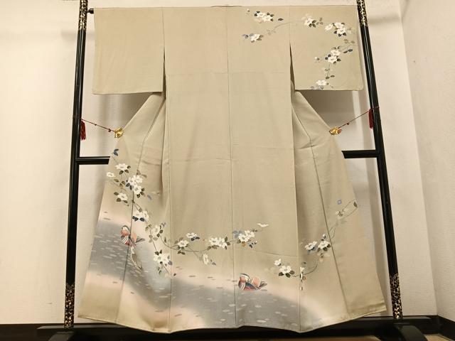 平和屋着物●訪問着 友禅 作家物 鴛鴦枝花文 暈し染め 正絹 逸品 AABF4442ph