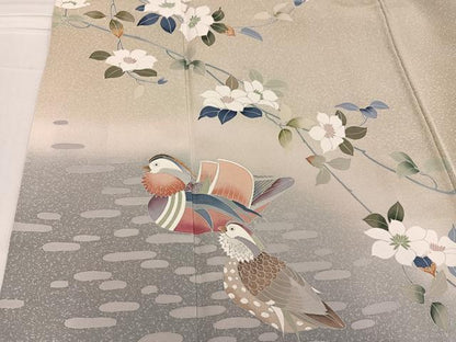 平和屋着物●訪問着 友禅 作家物 鴛鴦枝花文 暈し染め 正絹 逸品 AABF4442ph