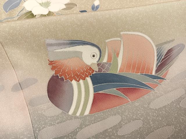 平和屋着物●訪問着 友禅 作家物 鴛鴦枝花文 暈し染め 正絹 逸品 AABF4442ph