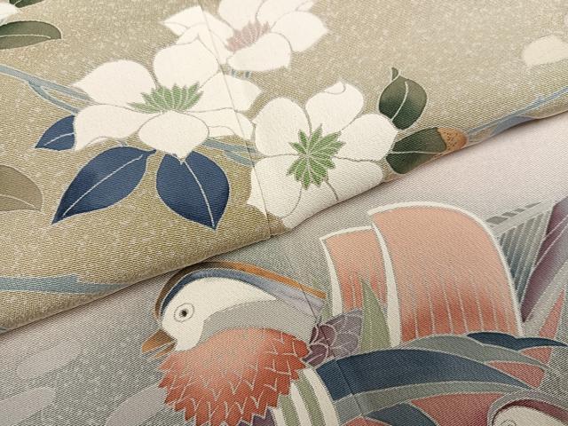 平和屋着物●訪問着 友禅 作家物 鴛鴦枝花文 暈し染め 正絹 逸品 AABF4442ph