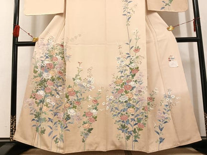 平和屋着物●訪問着 友禅 作家物 枝花文 暈し染め 正絹 逸品 未使用 AABF4443ph