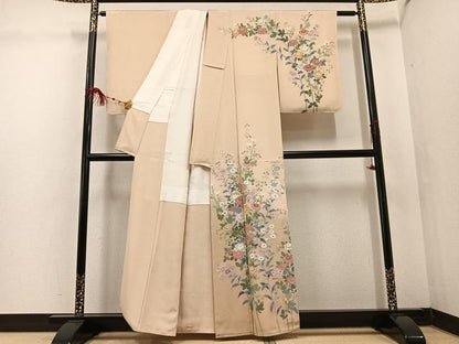 平和屋着物●訪問着 友禅 作家物 枝花文 暈し染め 正絹 逸品 未使用 AABF4443ph