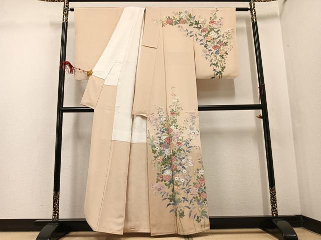 平和屋着物●訪問着 友禅 作家物 枝花文 暈し染め 正絹 逸品 未使用 AABF4443ph