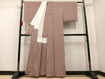 平和屋着物●上質な色無地 赤白橡色 正絹 逸品 未使用 AABF4444ph
