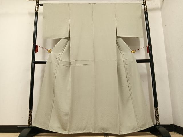 平和屋着物●上質な色無地 霞地紋 練色 正絹 逸品 AABF4446ph