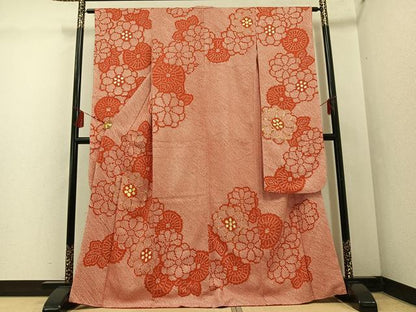 平和屋着物●豪華振袖 駒刺繍 絞り 花尽くし 正絹 逸品 AABF4450ph