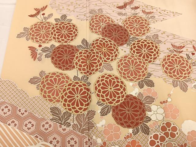 平和屋着物●豪華色留袖 駒刺繍 立波草花文 金彩 正絹 逸品 AABF4452ph