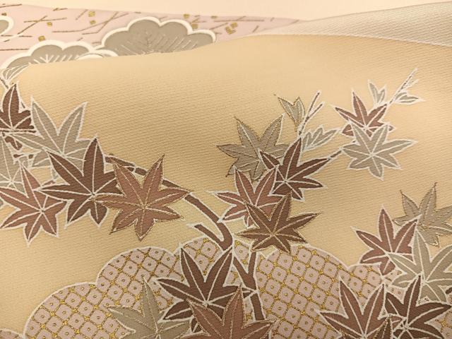 平和屋着物●豪華色留袖 駒刺繍 立波草花文 金彩 正絹 逸品 AABF4452ph