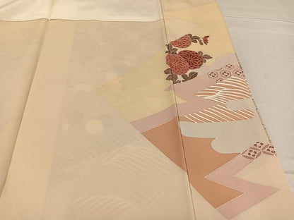平和屋着物●豪華色留袖 駒刺繍 立波草花文 金彩 正絹 逸品 AABF4452ph
