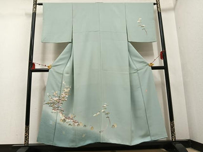 平和屋着物●本加賀友禅作家 南克治 訪問着 風景松笹文 暈し染め 正絹 逸品 AABF4453ph