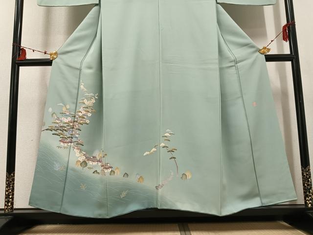 平和屋着物●本加賀友禅作家 南克治 訪問着 風景松笹文 暈し染め 正絹 逸品 AABF4453ph