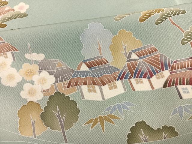 平和屋着物●本加賀友禅作家 南克治 訪問着 風景松笹文 暈し染め 正絹 逸品 AABF4453ph