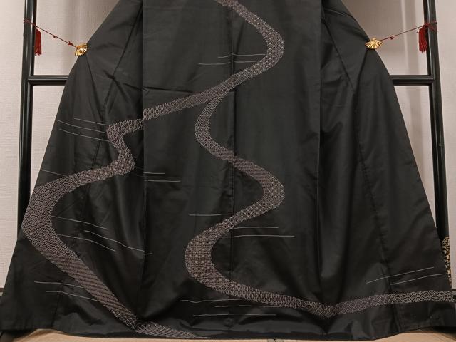 平和屋着物●本場大島紬 刺繍 刺し子 正絹 逸品 AABF4456ph