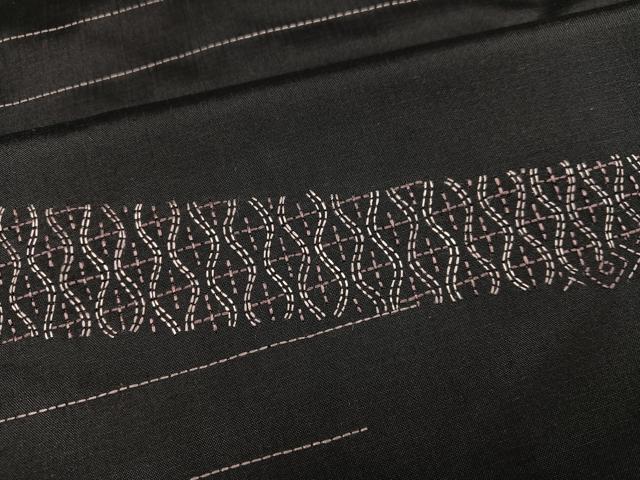 平和屋着物●本場大島紬 刺繍 刺し子 正絹 逸品 AABF4456ph