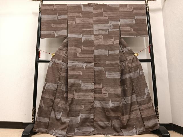 平和屋着物●本場大島紬 染大島 横段文 正絹 逸品 AABF4459ph