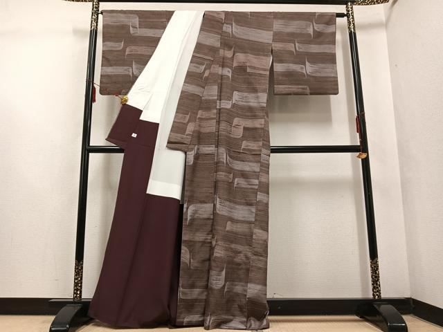 平和屋着物●本場大島紬 染大島 横段文 正絹 逸品 AABF4459ph