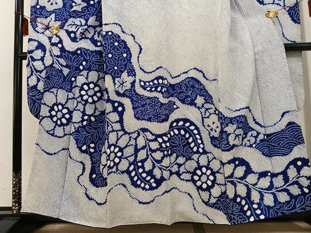 平和屋着物●豪華振袖 絞り 草花文 正絹 逸品 AABF4460ph