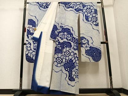 平和屋着物●豪華振袖 絞り 草花文 正絹 逸品 AABF4460ph