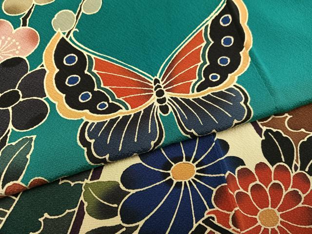 平和屋着物●手ざし京紅型染・宮崎紅型 宮崎良次 振袖 花蝶文 暈し染め ロング丈 正絹 逸品 AABF4461ph