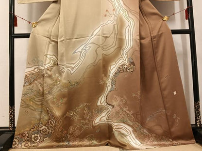 平和屋着物●訪問着 草花文 暈し染め 金彩 正絹 逸品 未使用 AABF4463ph