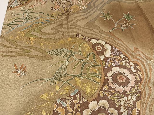 平和屋着物●訪問着 草花文 暈し染め 金彩 正絹 逸品 未使用 AABF4463ph