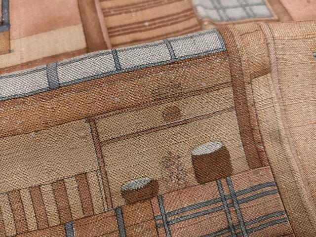 平和屋着物●上質な小紋 紬地 風景文 正絹 逸品 AABF4464ph