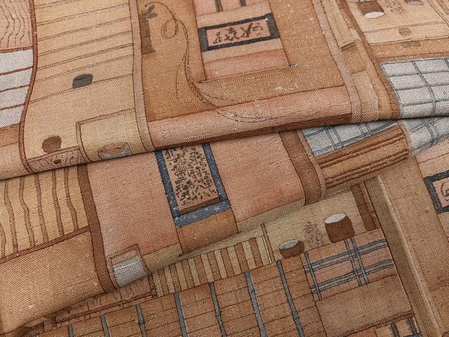 平和屋着物●上質な小紋 紬地 風景文 正絹 逸品 AABF4464ph