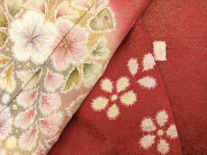 平和屋着物●豪華振袖 作家物 絞り 草花文 金彩 金通し地 正絹 逸品 AABF4465ph